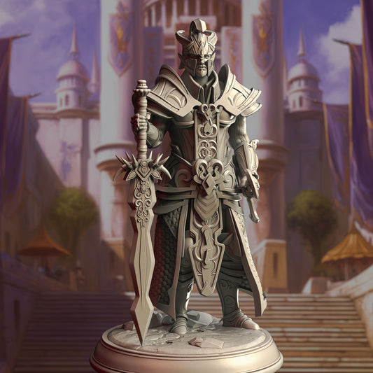 Royal Guard Greatsword Elf Fighter Miniature 32mm Scale - High Elven Warrior King by DM Stash
