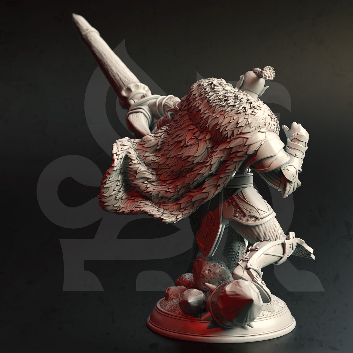 Orc Barbarian Hunter Warrior Bandit 32mm Scale - Orc Grand Knight Lancer by DM Stash