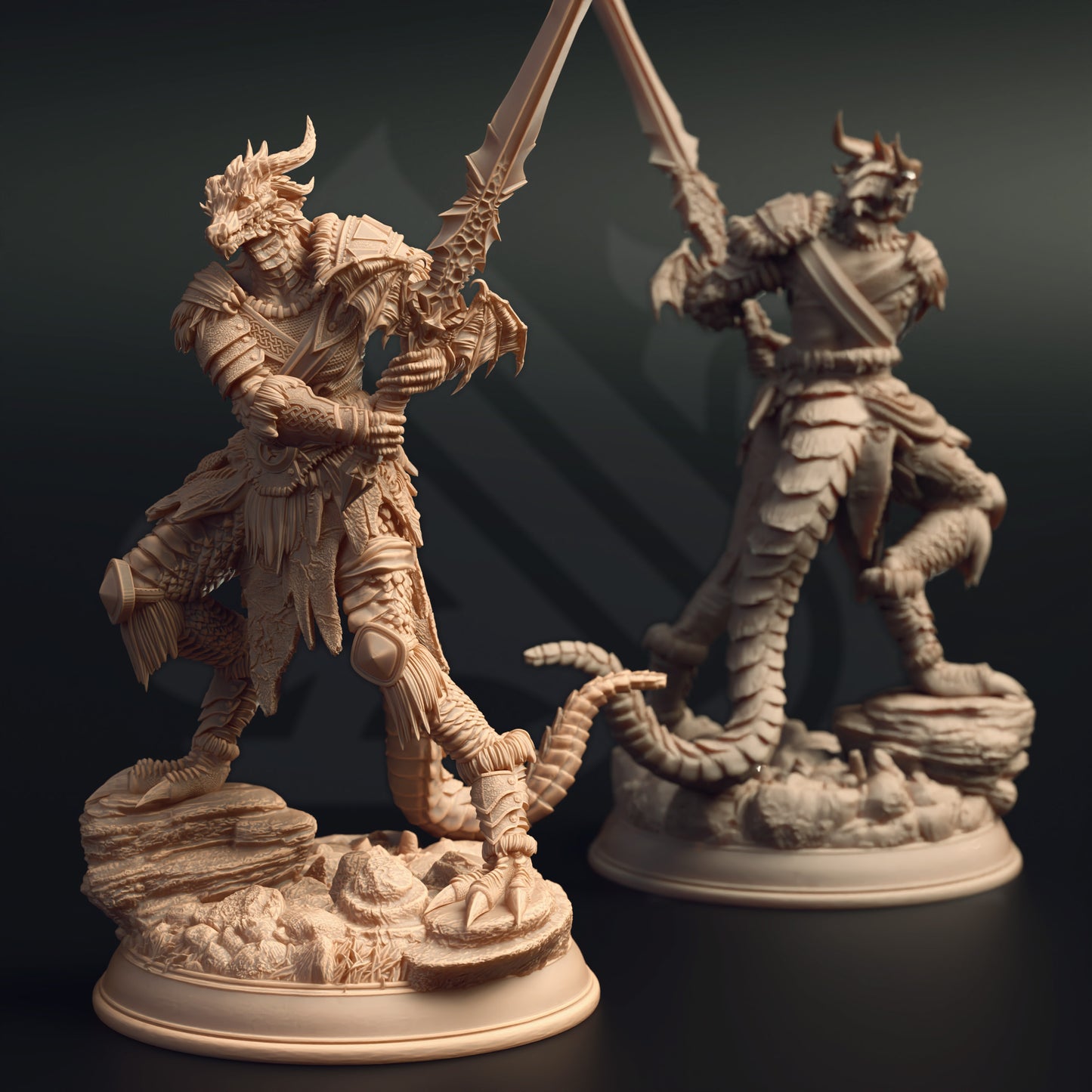 Draconic Female Greatsword Warrior Miniature 32mm Scale - Female Dragonborn Barbarian by DM Stash