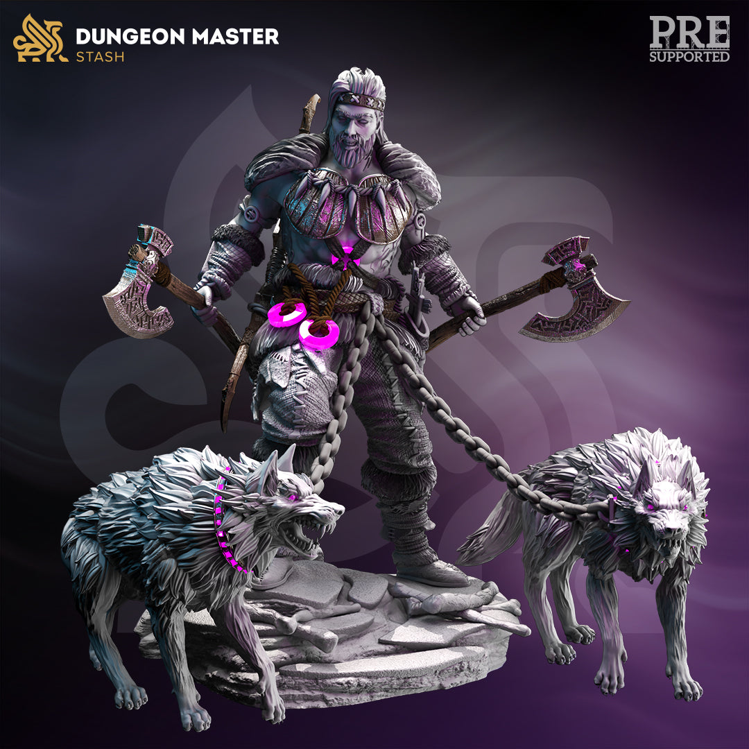 Beastmaster Barbarian Viking Hunter Druid 32mm Scale - Wolf Master by DM Stash