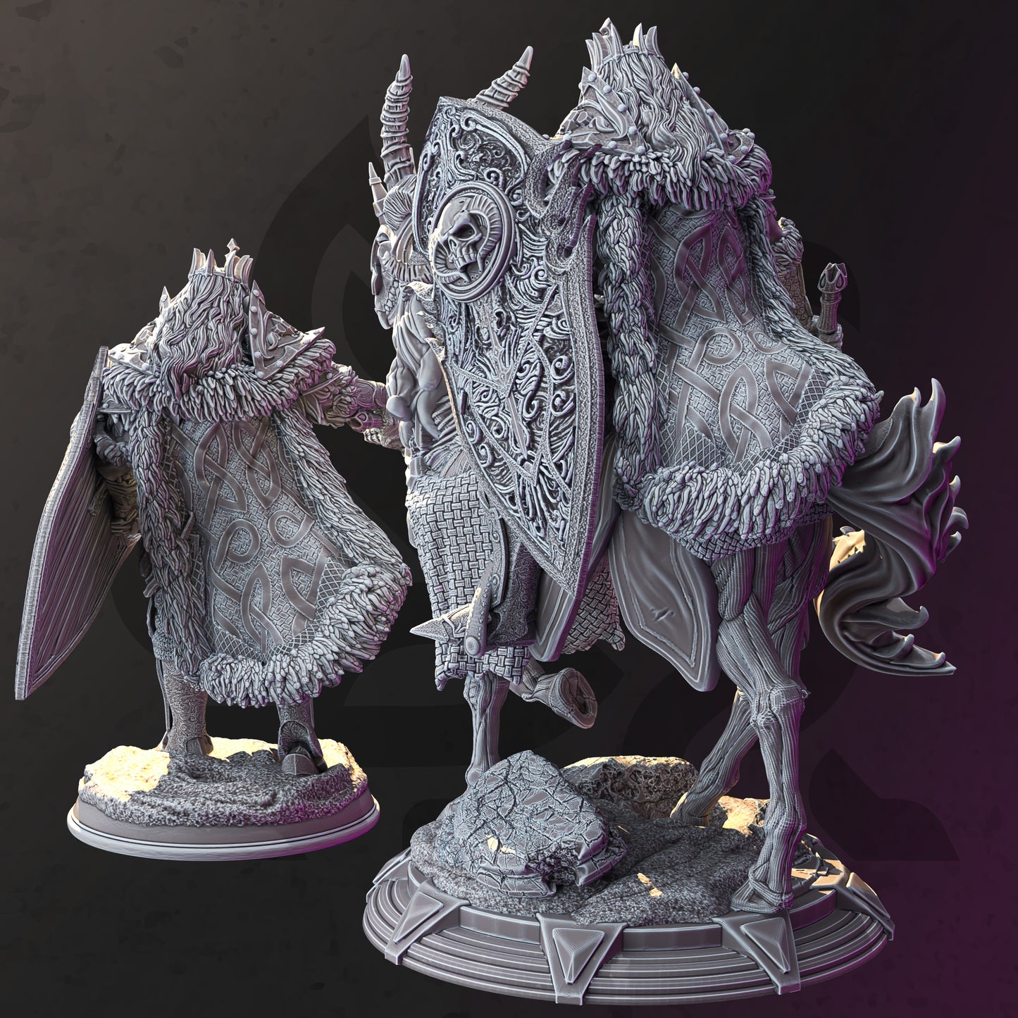 Mounted Elf Human Fighter Undead Two Forms 32mm Scale - Death Knight Fallen Paladin by DM Stash