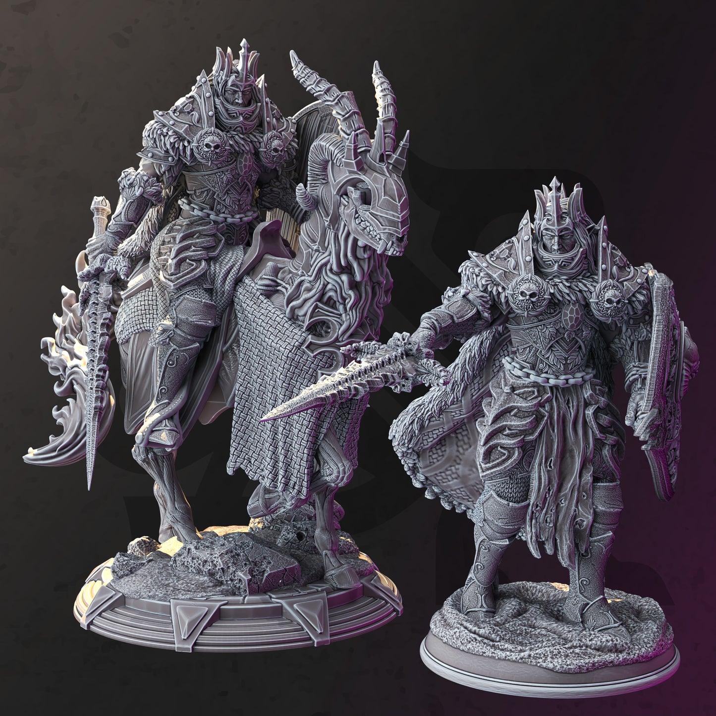 Mounted Elf Human Fighter Undead Two Forms 32mm Scale - Death Knight Fallen Paladin by DM Stash