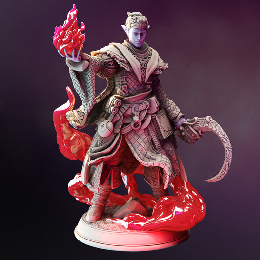 Dark Elf Battlemage Warlock Spellcaster 32mm Scale - Drow Moon Sorcerer by DM Stash