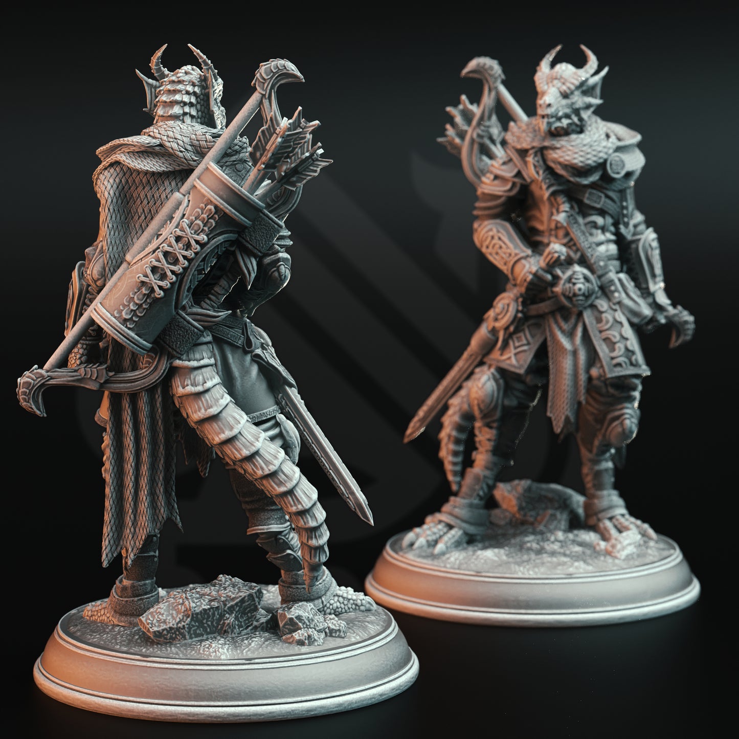 Draconic Assassin Rogue Archer Swordsman 32mm Scale - Dragonborn Ranger by DM Stash