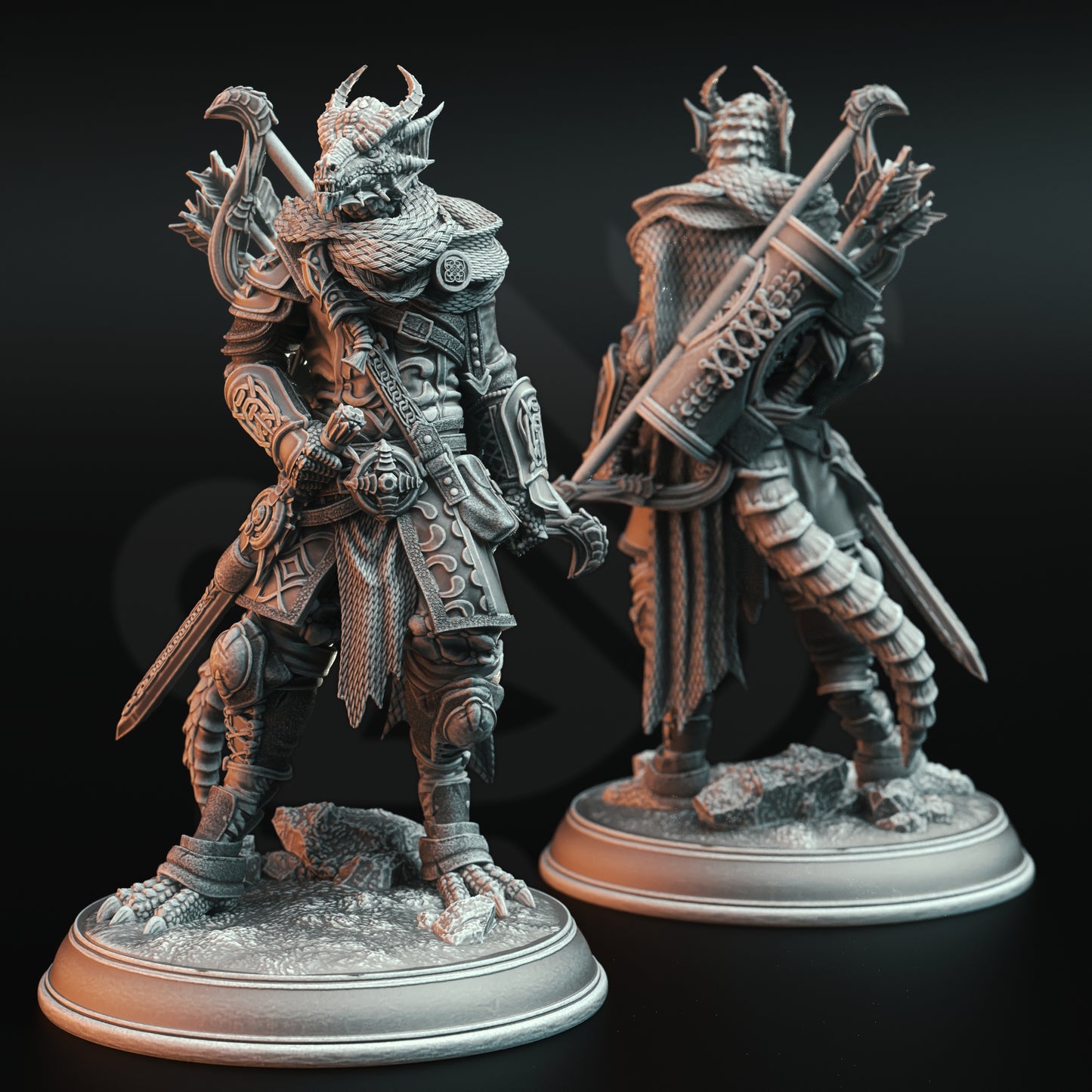 Draconic Assassin Rogue Archer Swordsman 32mm Scale - Dragonborn Ranger by DM Stash